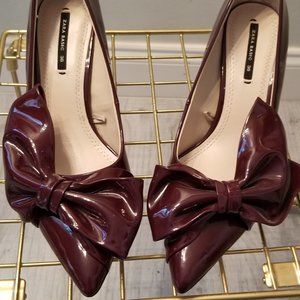 Burgundy Zara Extravagant Bow Stiletto PreOwned 36